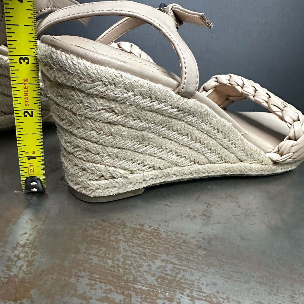 Bandolino Wedge Sandal 11 Espadrille Ankle Strap Summer Resort Nude Cream Jingle - Picture 7 of 9